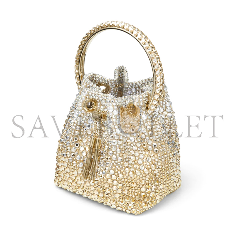 J1m*y Ch00 bon bon gold satin crystal handbag bonbonxdr (15*14*9.5cm)